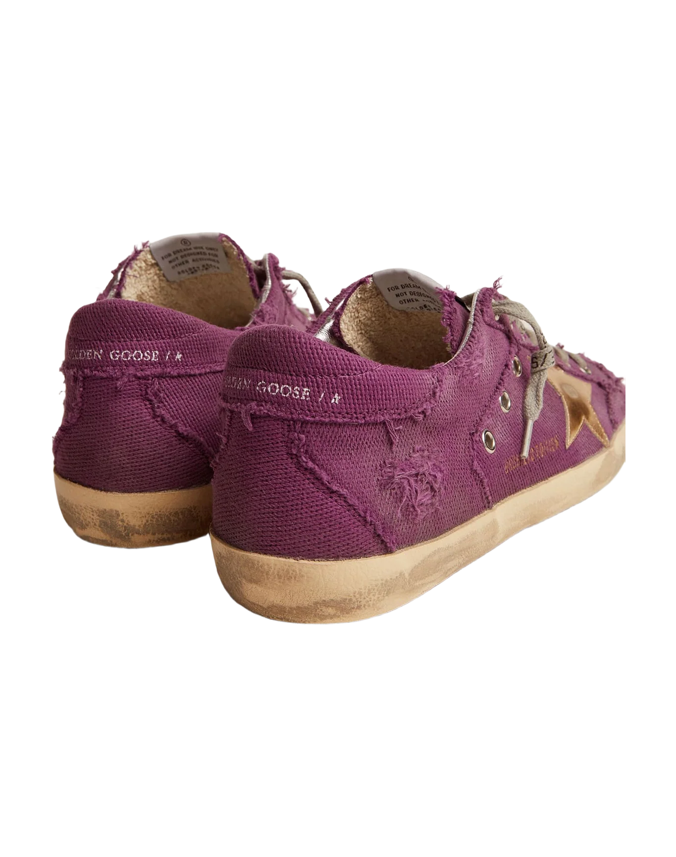Women | Super-Star Lab Sneakers Purple Distressed Canvas with Gold Star | Purple x Gold - Image 4