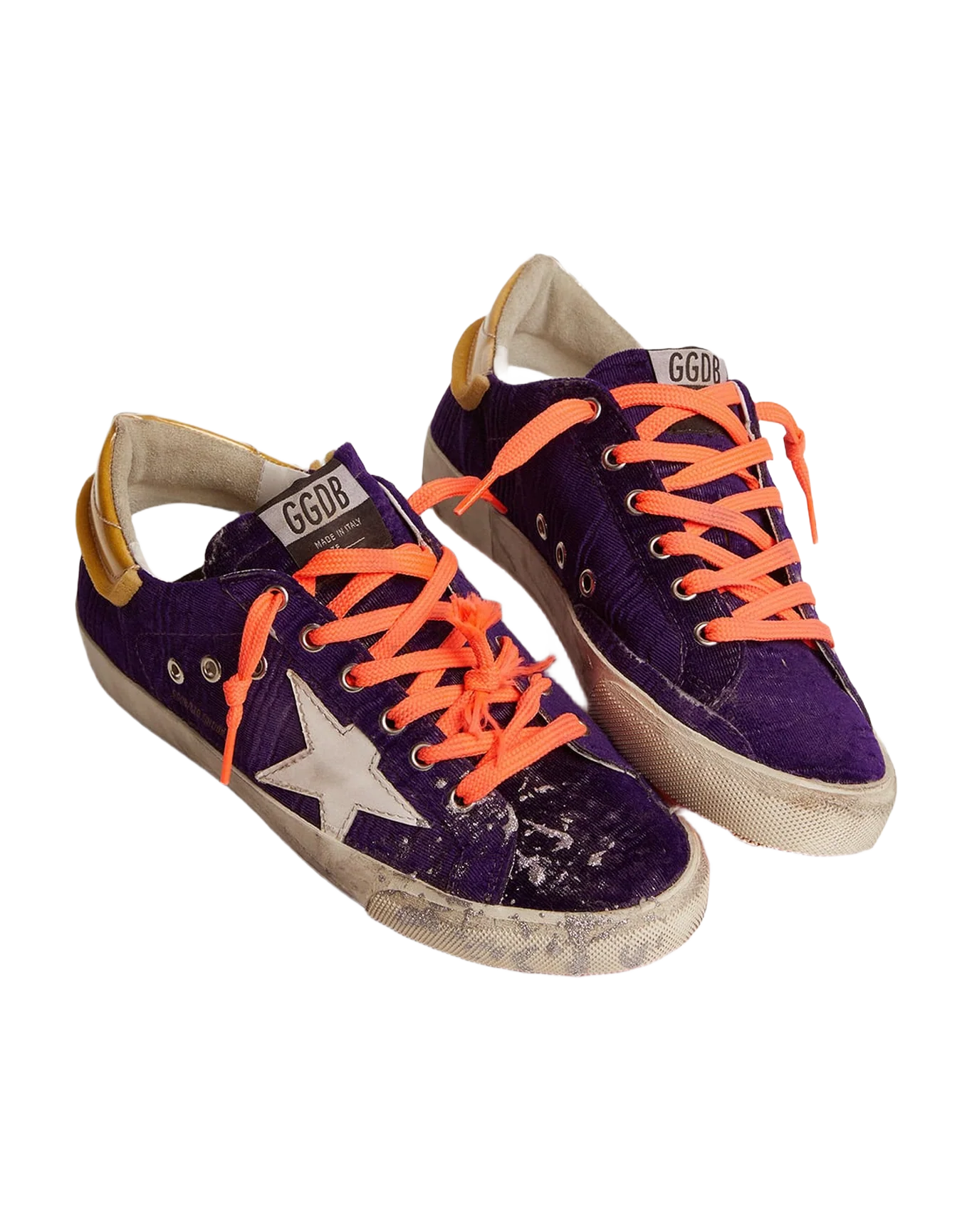 Women | Super-Star Lab Sneakers Purple Velvet with Pvc Heel Tab | Purple x White x Beige - Image 2