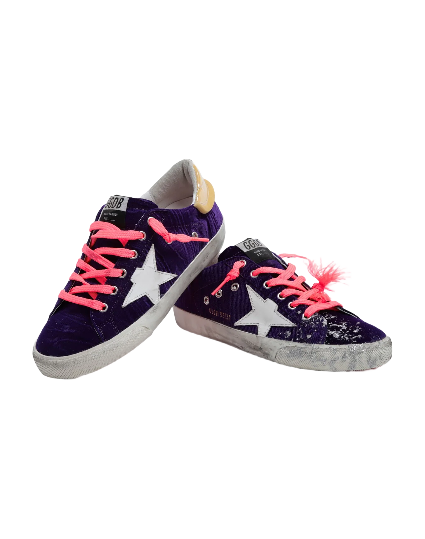 Women | Super-Star Lab Sneakers Purple Velvet with Pvc Heel Tab | Purple x White x Beige - Image 4