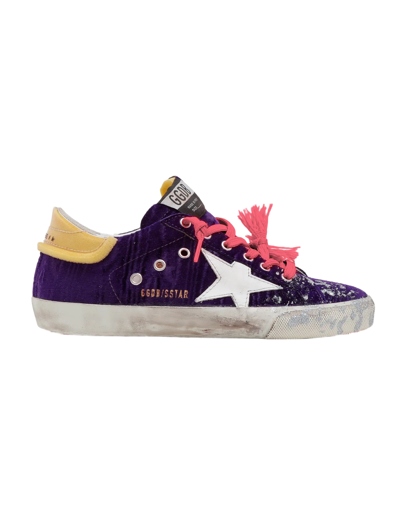 Women | Super-Star Lab Sneakers Purple Velvet with Pvc Heel Tab | Purple x White x Beige - Image 8