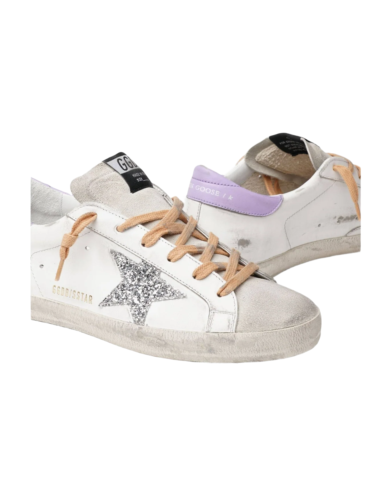 Women | Super-Star Leather Upper & Heel Glitter Star | White x Ice x Silver x Lilac