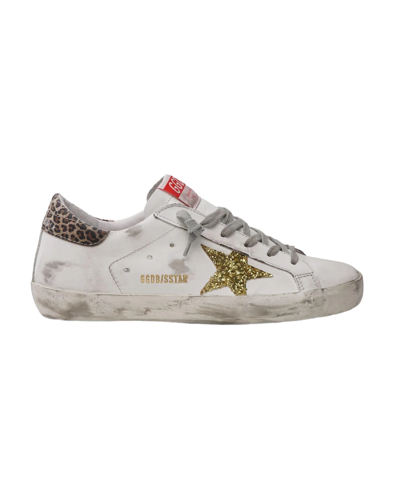 Women | Super-Star Leather Upper Glitter Star Leopard Suede | White x Gold Yellow x Beige Brown Leo - Image 3