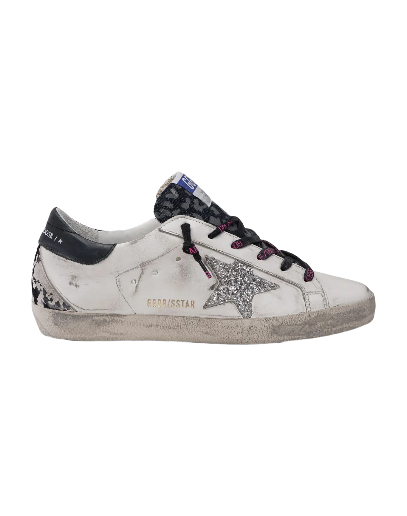 Women | Super-Star Leather Upper Glitter Star Phyton Heel | White x Indaco Leo x Silver x Black x Grey Snake - Image 2