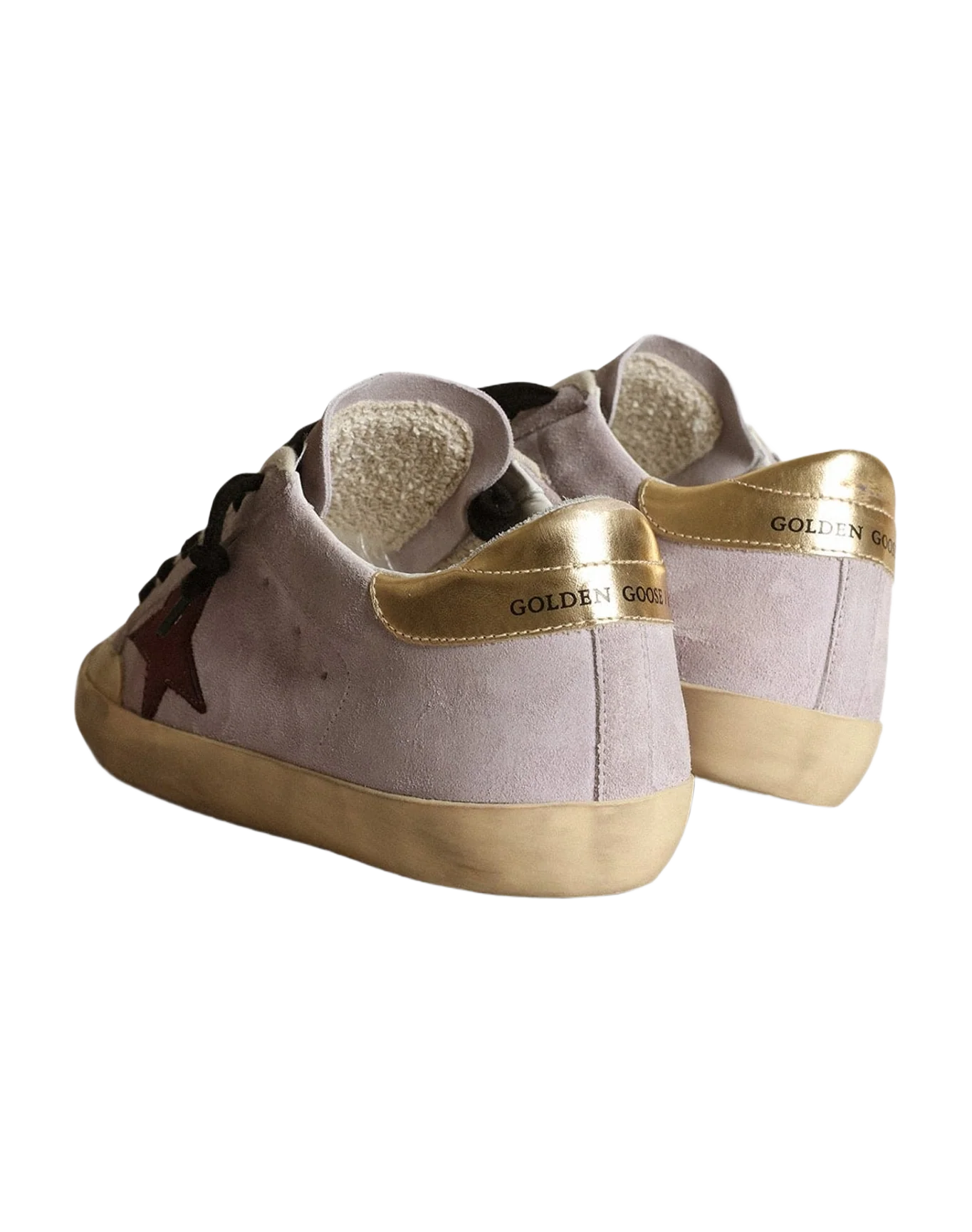 Women | Super-Star Lilac Suede with A Brown Star & Gold Heel Tab | Lilac x Chocolate Brown x Gold