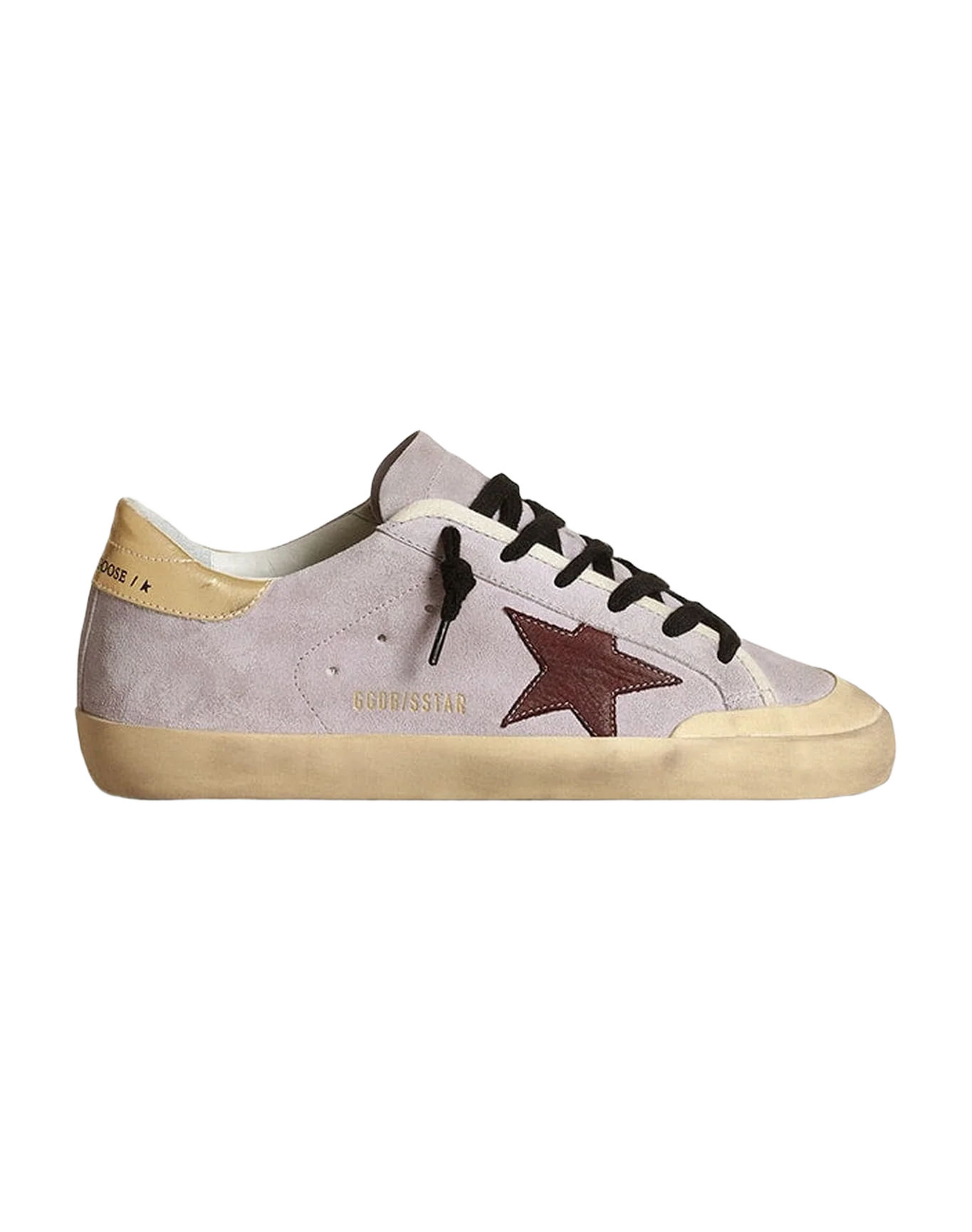 Women | Super-Star Lilac Suede with A Brown Star & Gold Heel Tab | Lilac x Chocolate Brown x Gold - Image 6