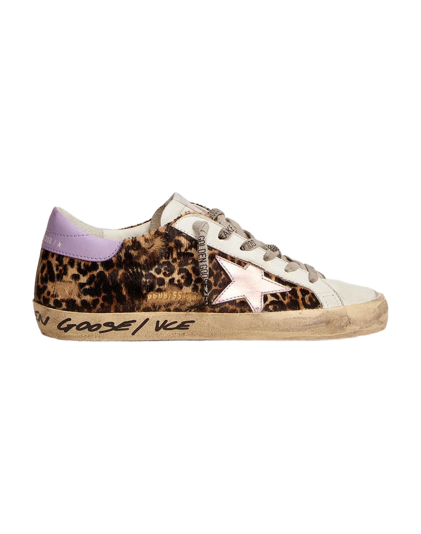 Women | Super-Star Ltd Leopard Pony Skin with Salmon Color Star | Beige Brown Leo x Salmon Pink x Purple - Image 2