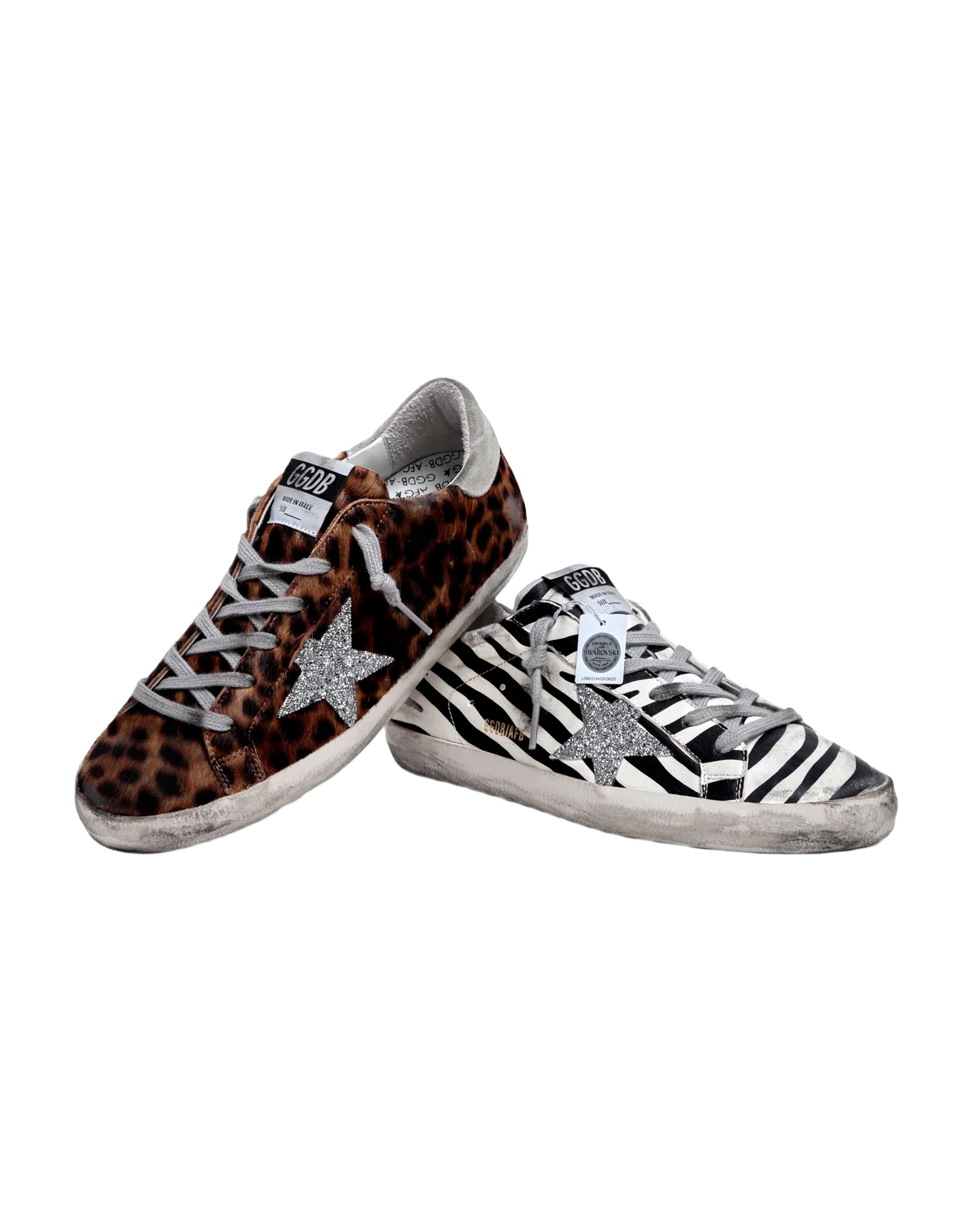 Women | Super-Star Ltd Sneakers Animal-Print Pony Skin with Swarovski Star | Zebra x Breige Brown Leo x Silver x Ice - Image 4