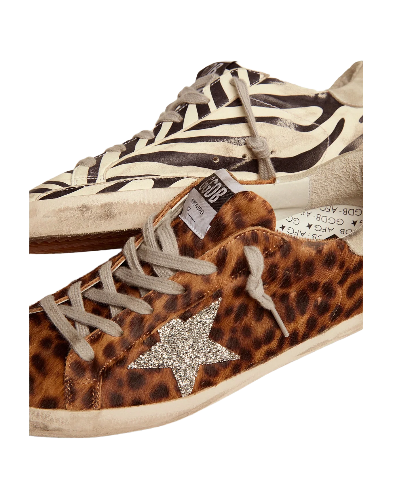 Women | Super-Star Ltd Sneakers Animal-Print Pony Skin with Swarovski Star | Zebra x Breige Brown Leo x Silver x Ice - Image 6