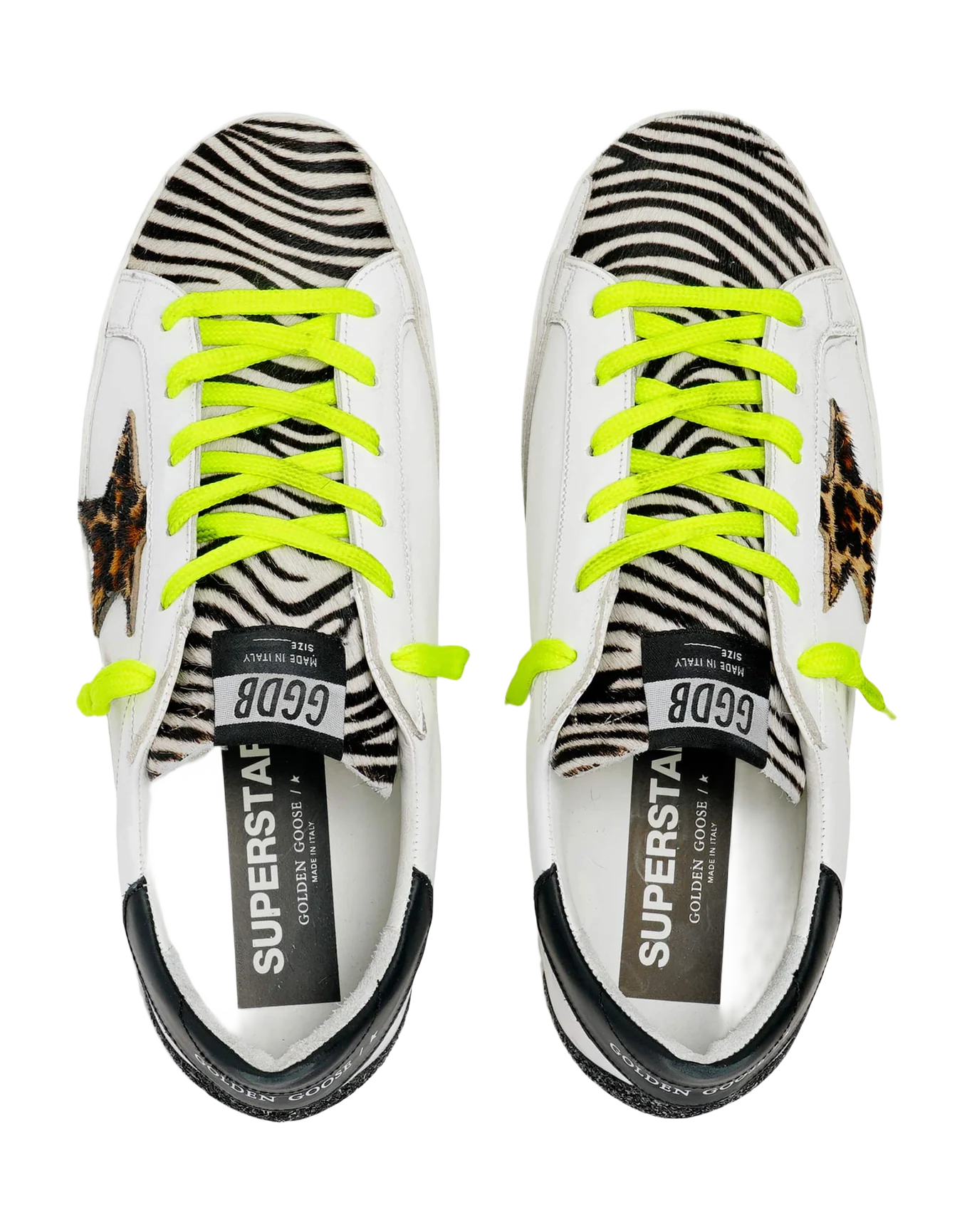 Women | Super-Star Ltd Sneakers with Animal-Print Pony Skin Tongue & Star | White x Black Zebra x Brown Beige Black x Black - Image 3