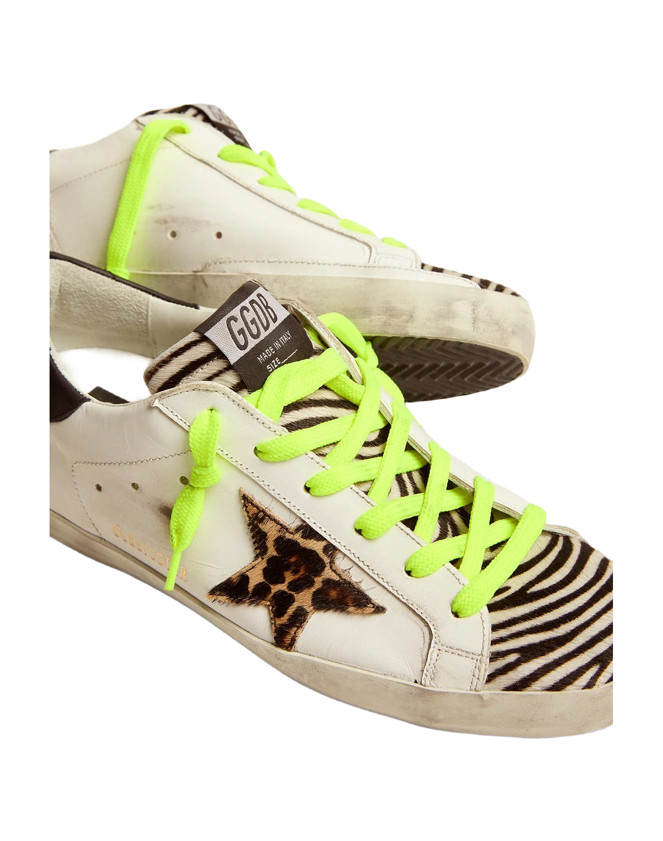 Women | Super-Star Ltd Sneakers with Animal-Print Pony Skin Tongue & Star | White x Black Zebra x Brown Beige Black x Black - Image 9