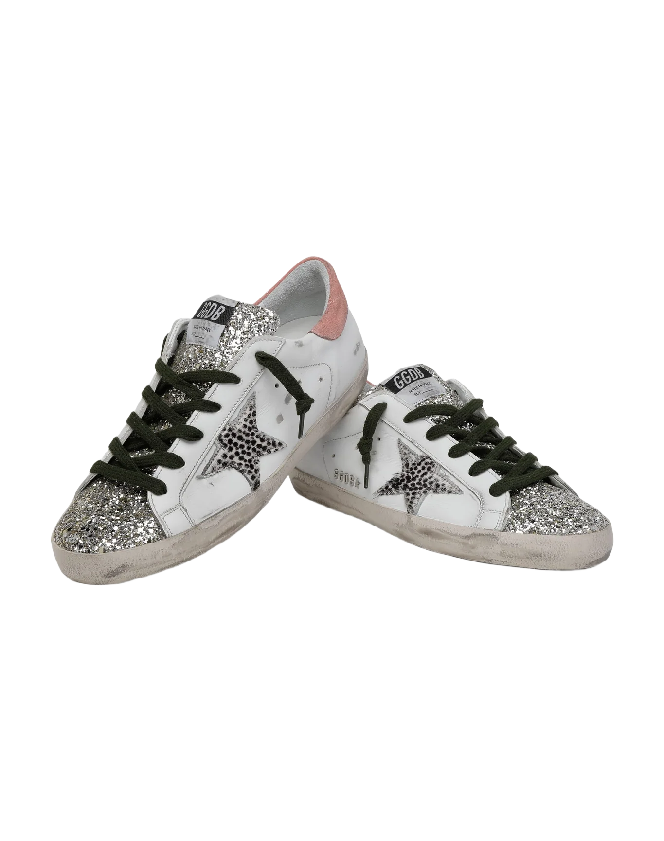 Women | Super-Star Ltd Sneakers with Silver Glitter & Animal-Print Pony Skin Star | White x Platinum x Rock Phyton x Pink - Image 2