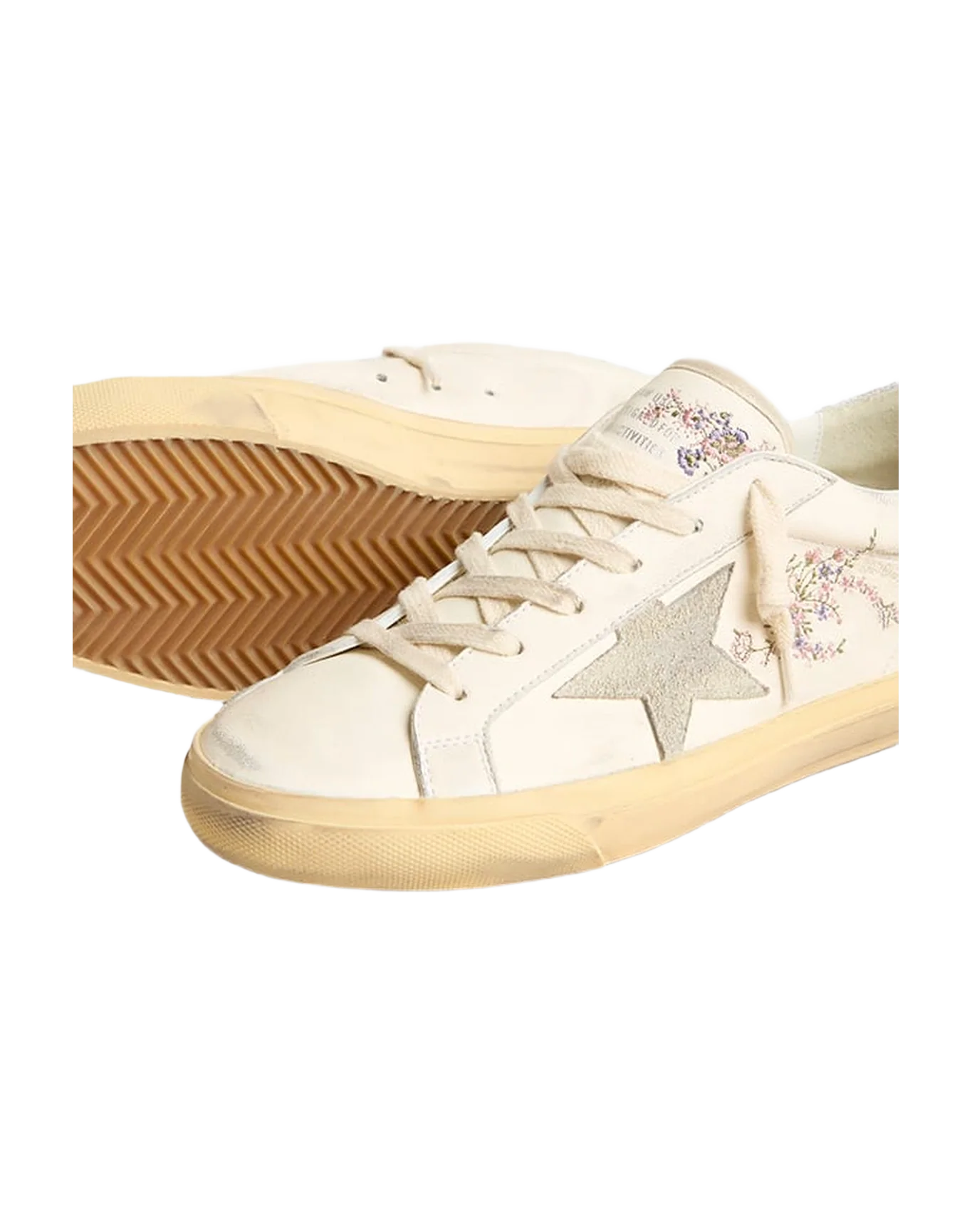 Women | Super-Star Nappa Leather with White Glitter Heel Tab | White Multicolor x Ice x Silver - Image 2