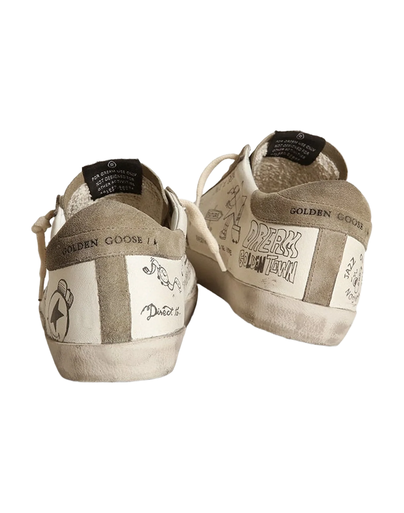 Women | Super-Star Nappa with Gray Star & Heel Tab & Black Lettering | White x Taupe