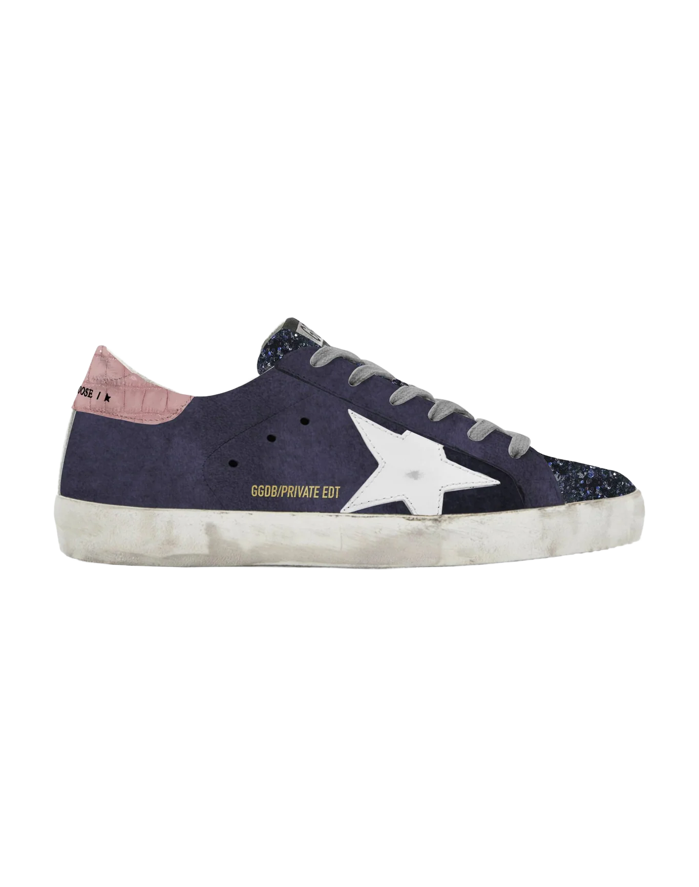 Women | Super-Star Navy Suede with White Star & Cocco Pink Heel Tab - Image 2