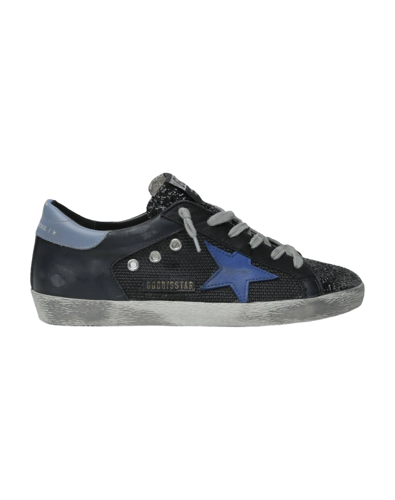 Women | Super-Star Net & Leather Upper Nabuk Star Glitter | Black x Bluette x Powder Blue - Image 2