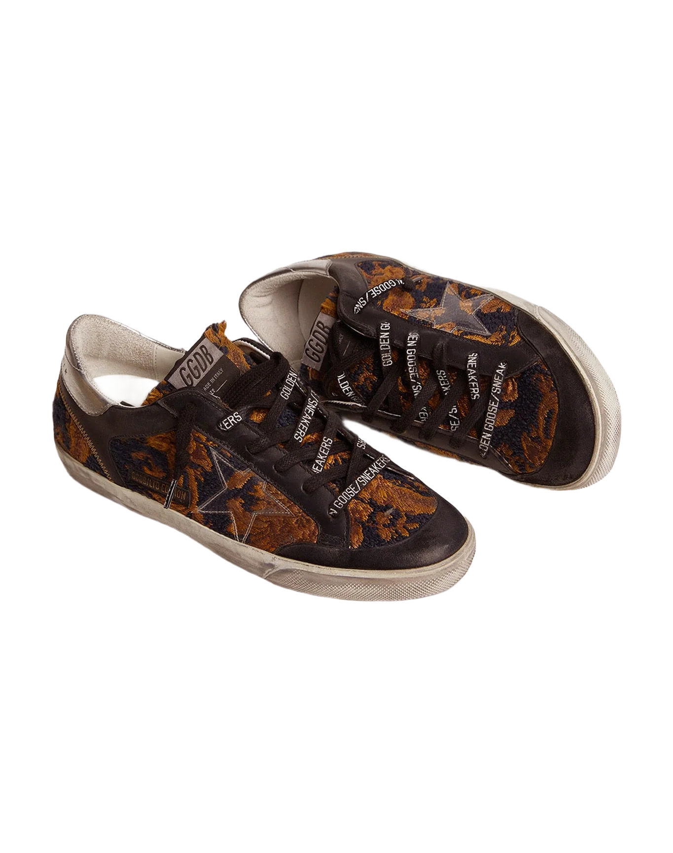 Women | Super-Star Penstar Lab Sneakers Jacquard Brocade with Pvc Star | Navy Gold x Black x Silver - Image 4