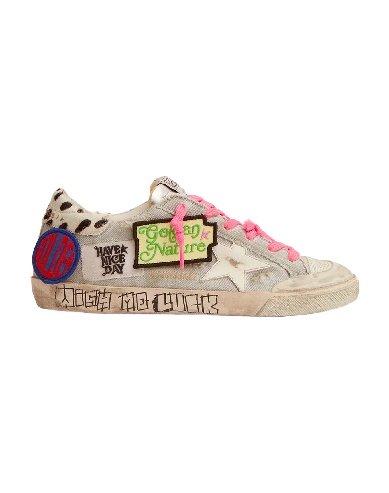 Women | Super-Star Penstar Sneakers Denim with Animal-Print Pony Skin Heel Tab | Light Blue x White x White Black - Image 5