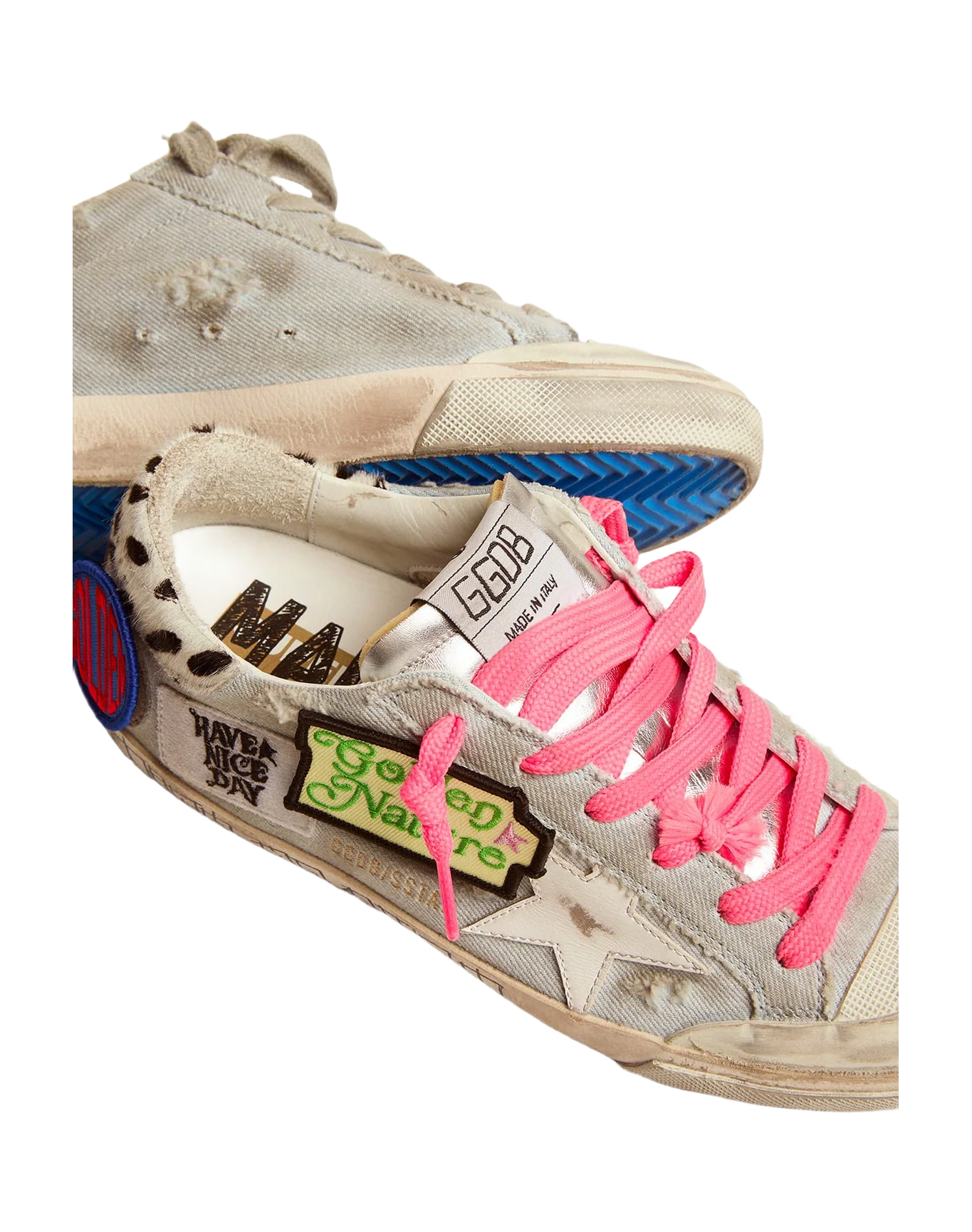 Women | Super-Star Penstar Sneakers Denim with Animal-Print Pony Skin Heel Tab | Light Blue x White x White Black - Image 6