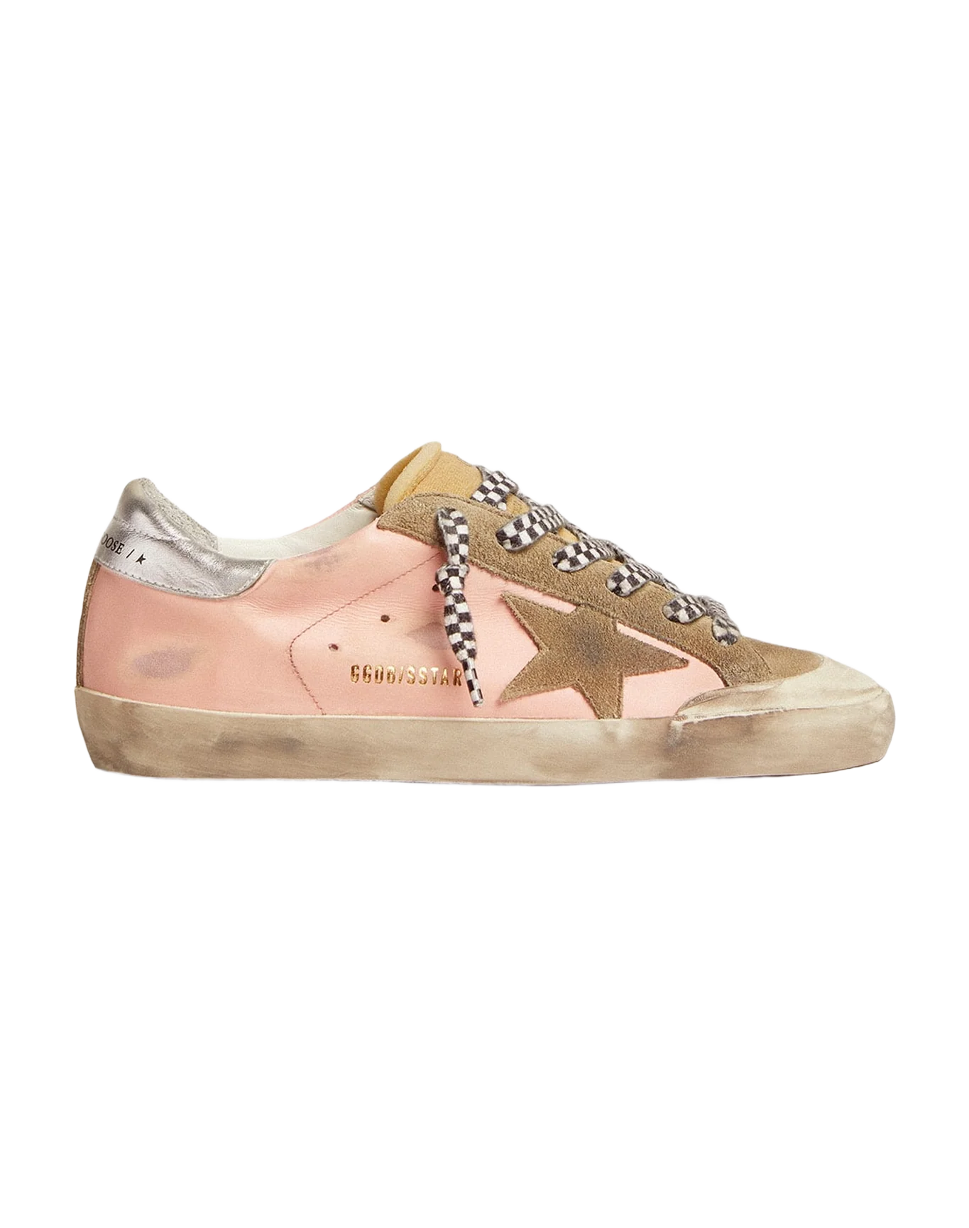 Women | Super-Star Pink Leather & Silver Heel Tab | Baby Pink x Taupe x Beige x Silver - Image 8