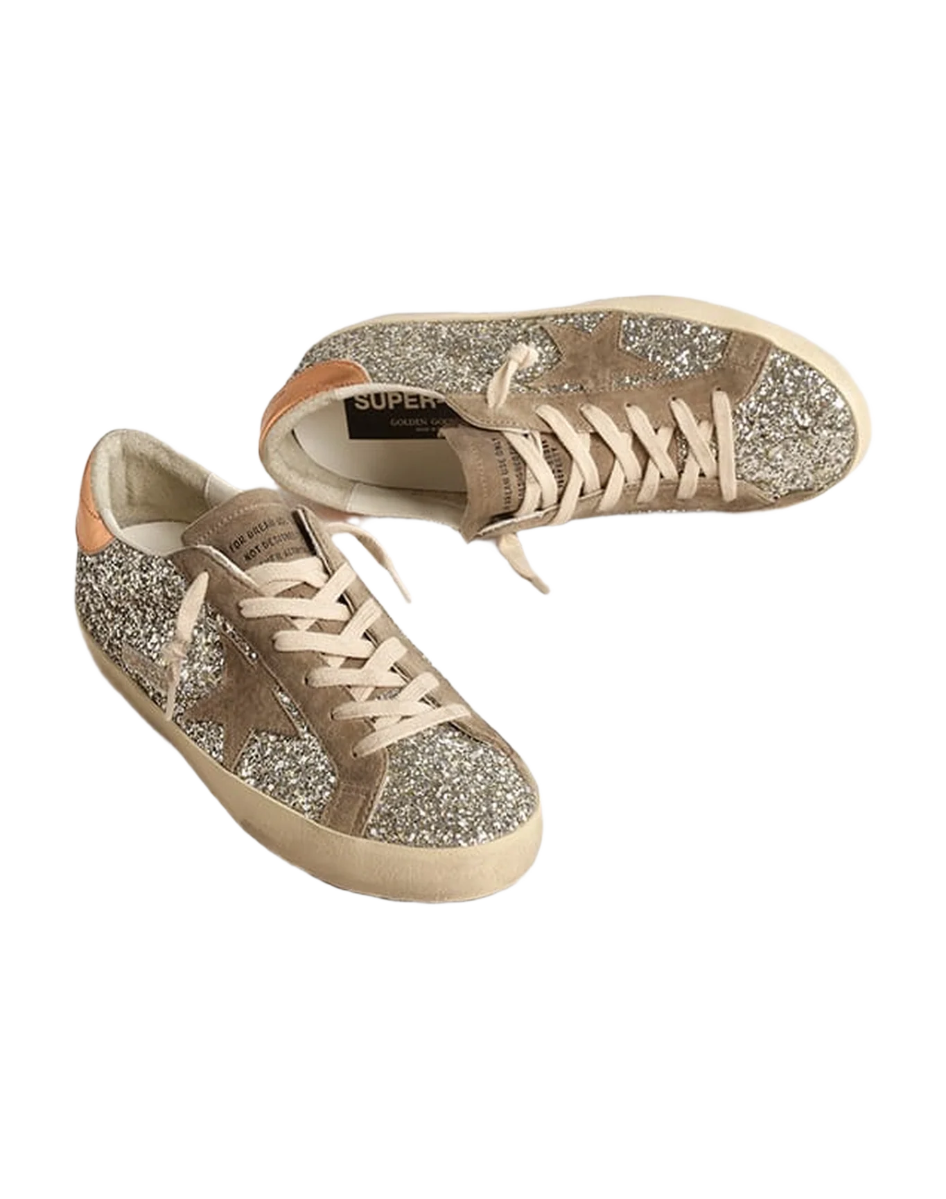 Women | Super-Star Platinum Glitter with Dove-Gray Suede Star | Platinum x Taupe x Peach - Image 4