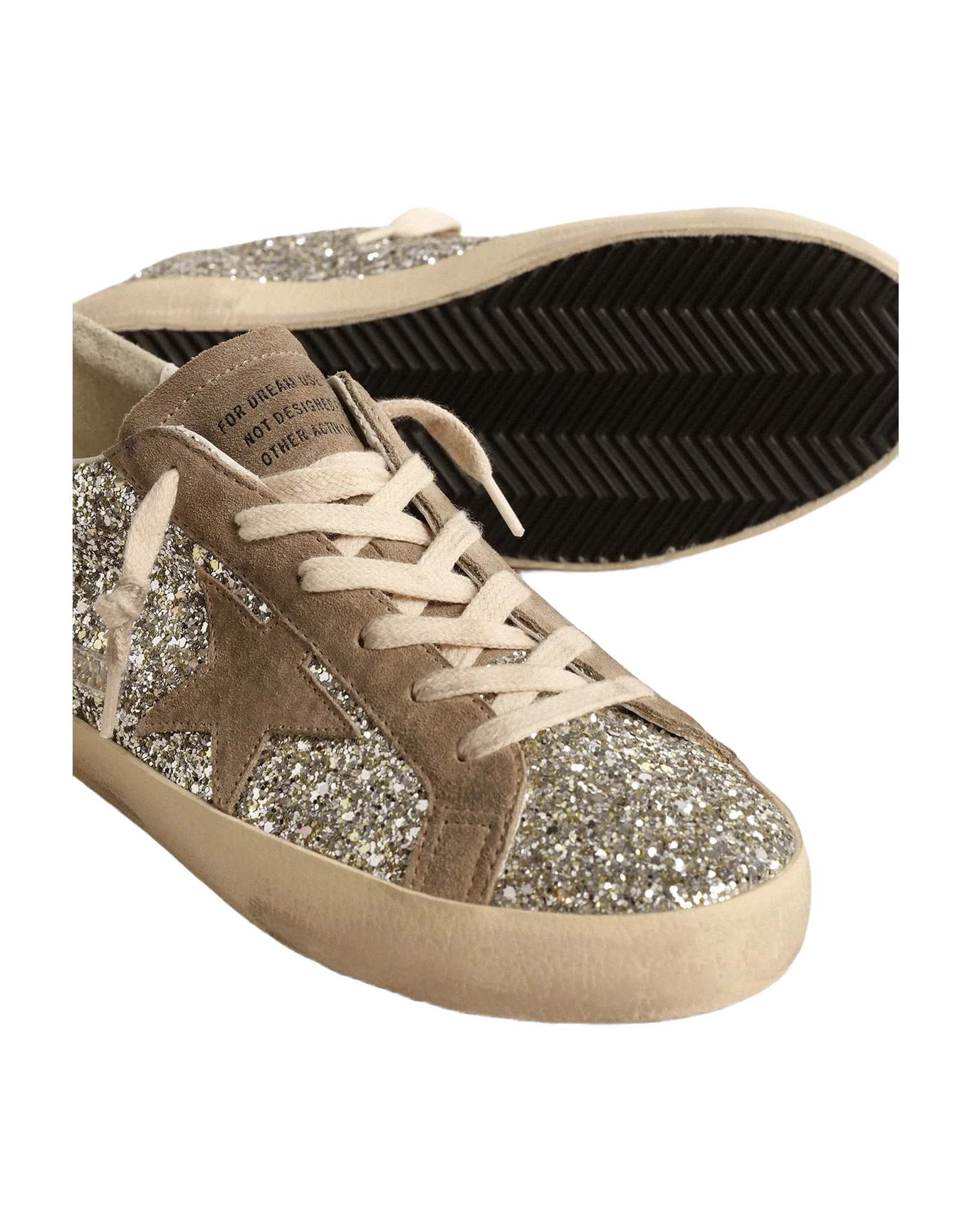Women | Super-Star Platinum Glitter with Dove-Gray Suede Star | Platinum x Taupe x Peach - Image 6