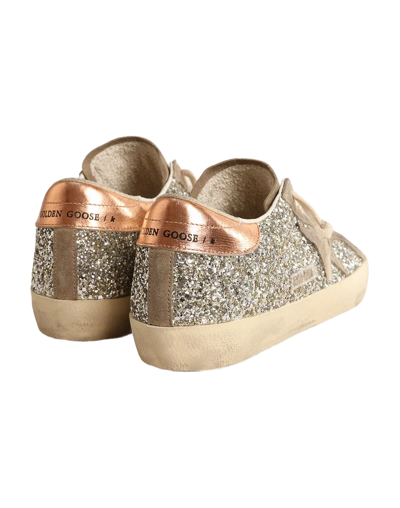 Women | Super-Star Platinum Glitter with Dove-Gray Suede Star | Platinum x Taupe x Peach - Image 8
