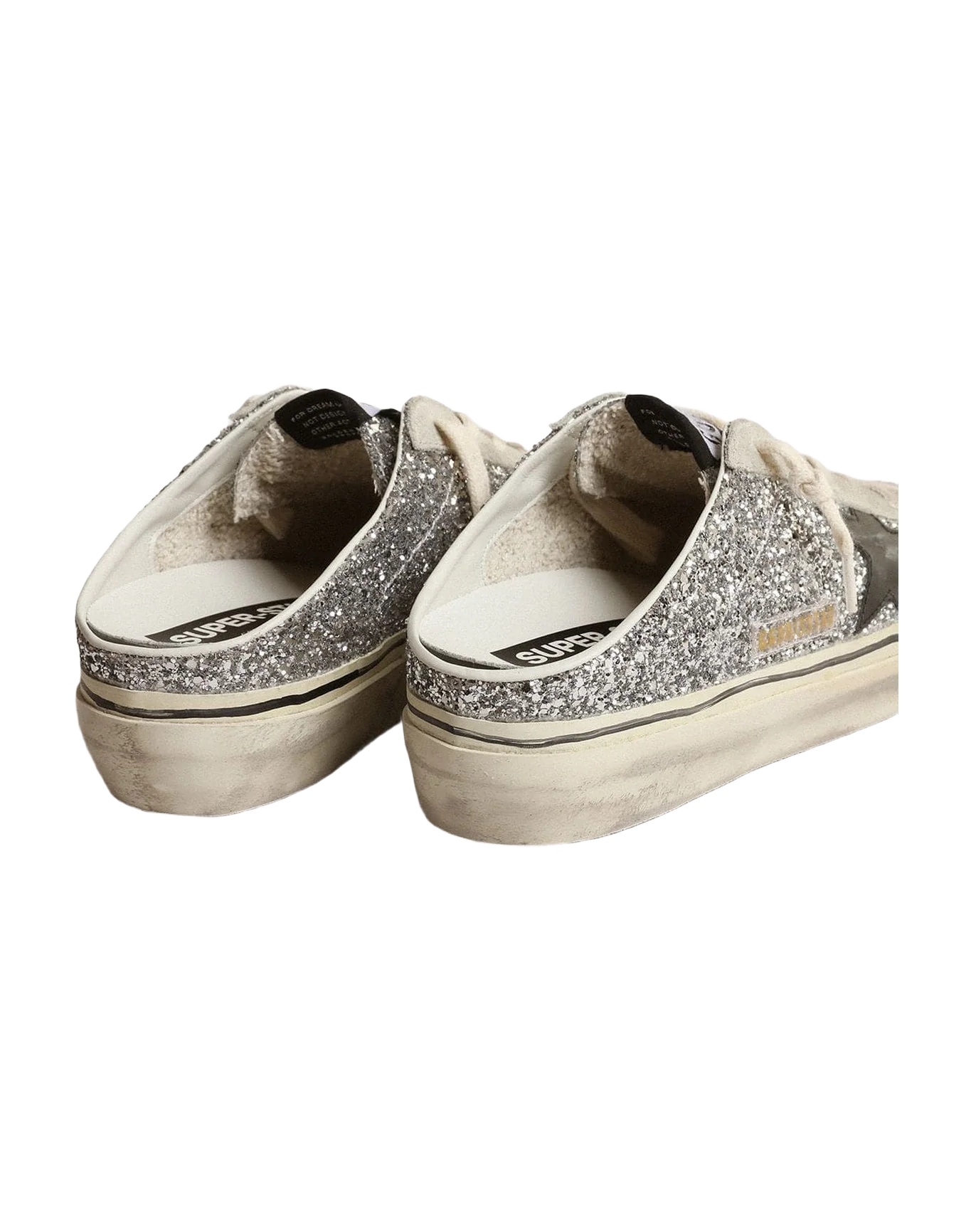 Women | Super-Star Sabot Silver Glitter with Black Leather Star | Silver x Ice x Black - Image 2
