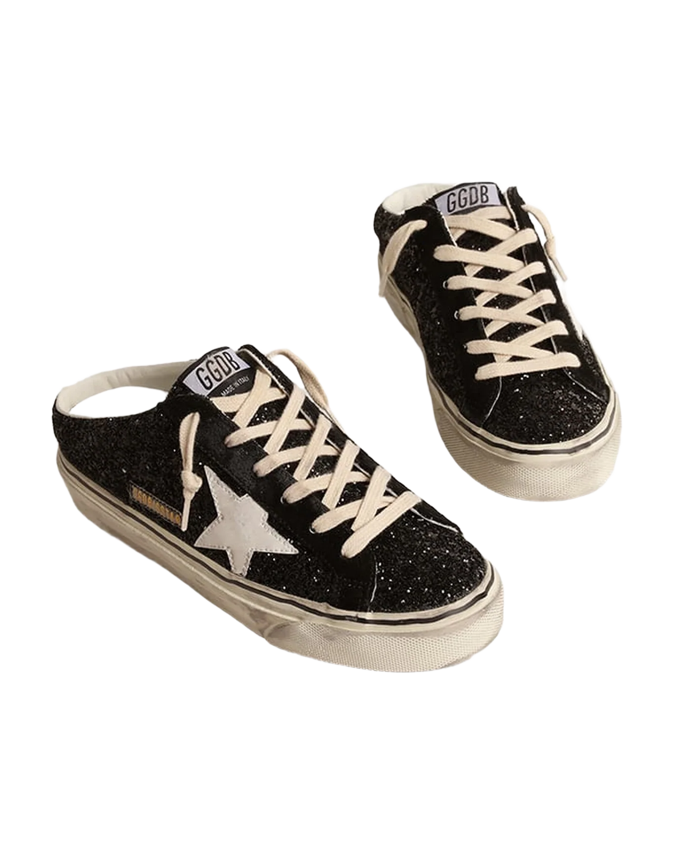 Women | Super-Star Sabots Black Glitter with White Bio-Based Star | Black x White - Image 6