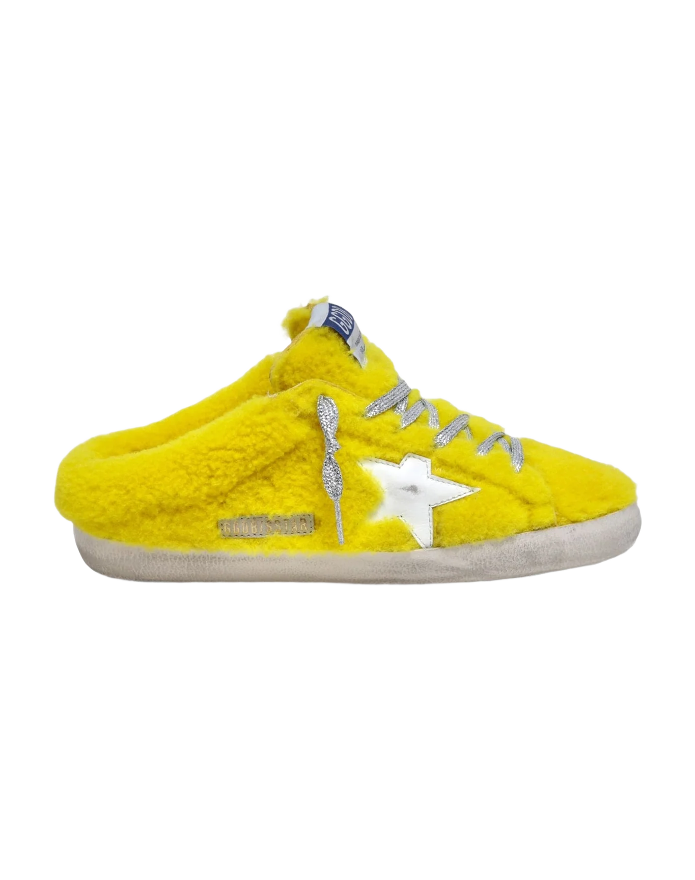 Women | Super-Star Sabots Fluorescent Yellow Shearling with White Leather Star | Yellow Fluo x White