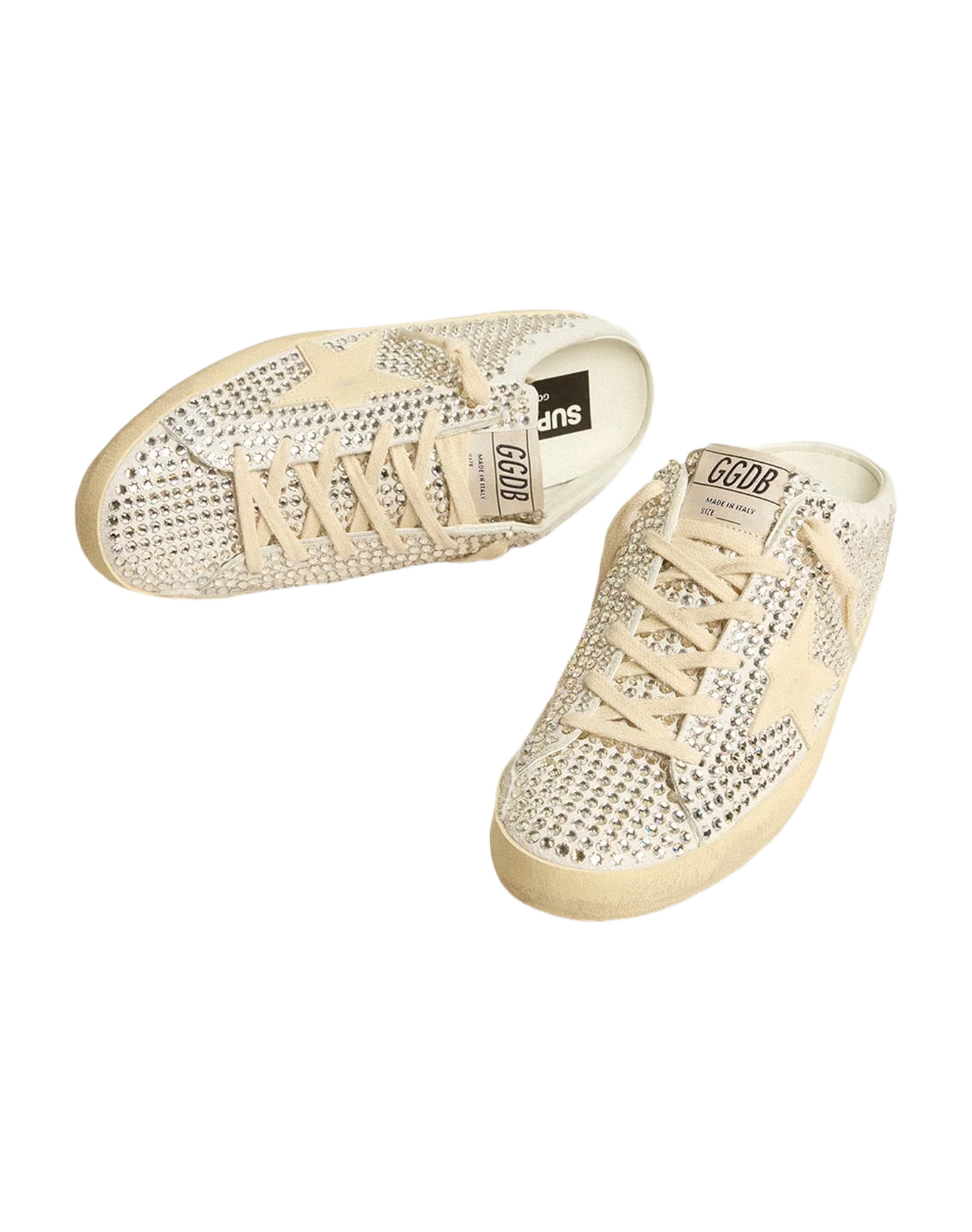 Women | Super-Star Sabots Ltd Swarovski Crystals with White Leather Star | White x Silver x Milk - Image 2