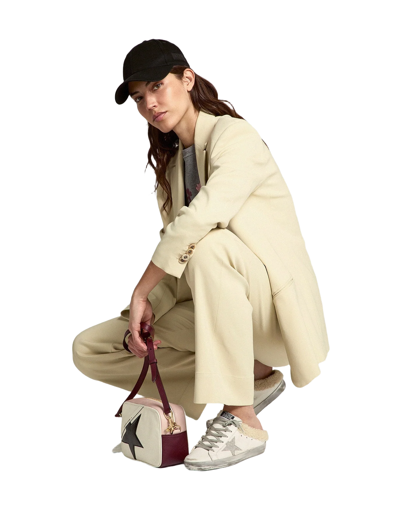 Women | Super-Star Sabots White Leather with Shearling Lining | White x Silver x Beige - Image 3