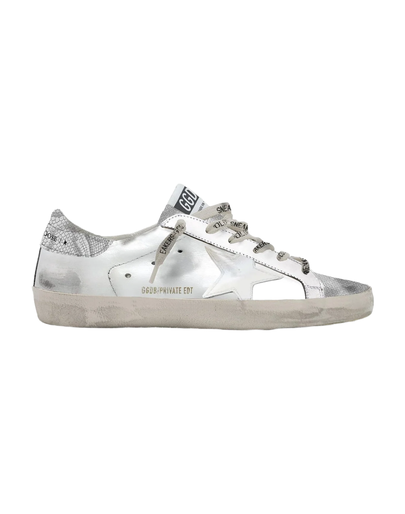 Women | Super-Star Silver Laminated Leather | White x Silver x Grey Python