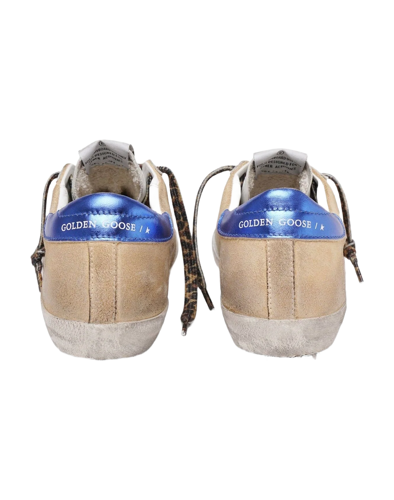 Women | Super-Star Sneakers Beige Suede with White Leather Star & Metallic Blue Heel Tab