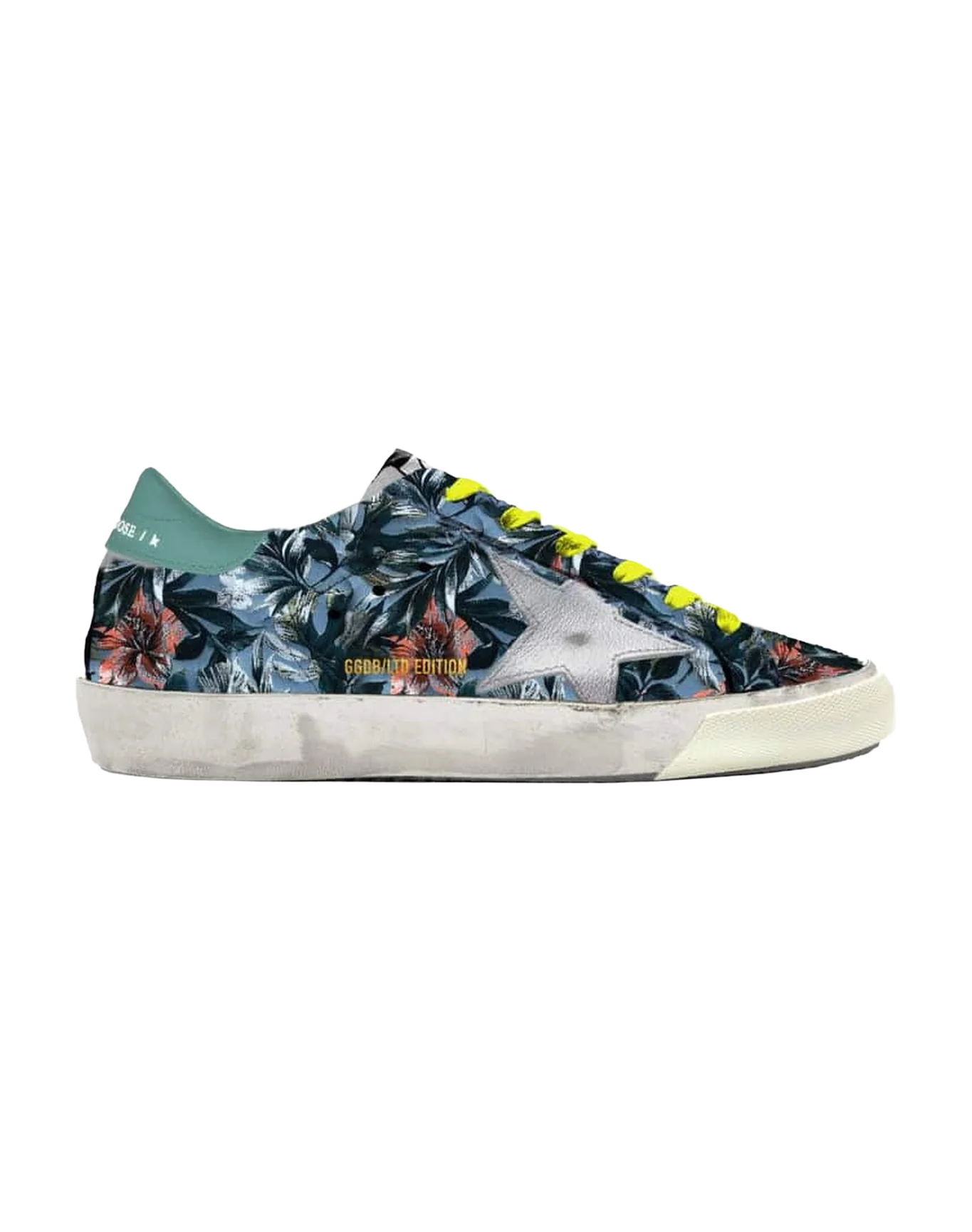 Women | Super-Star Sneakers Floral-Patterned Jacquard with A Silver Star | Multicolor x Silver x Turquoise - Image 2