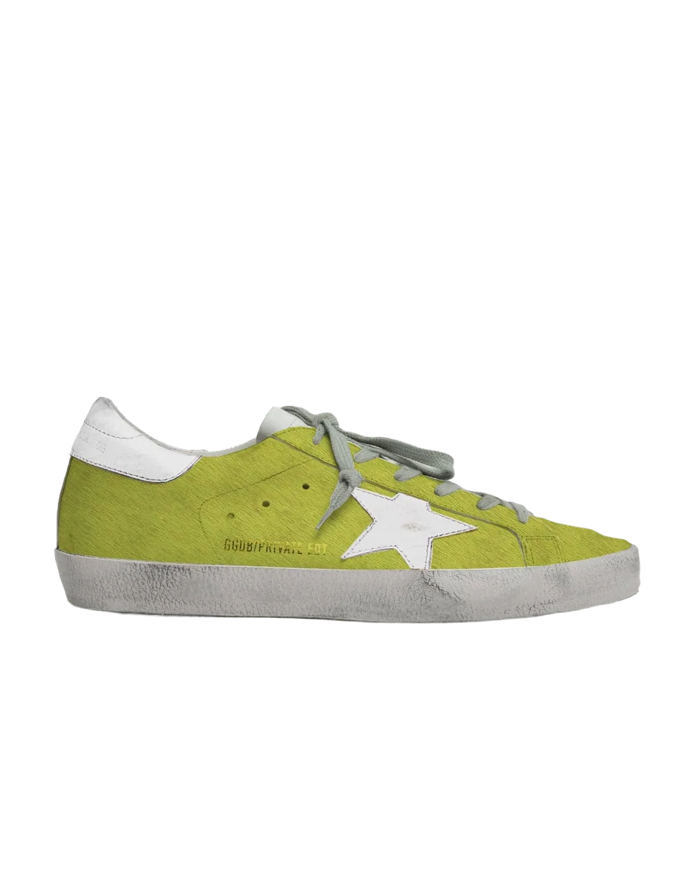 Women | Super-Star Sneakers Fluorescent Yellow Pony Skin with White Leather Star & Heel Tab - Image 3