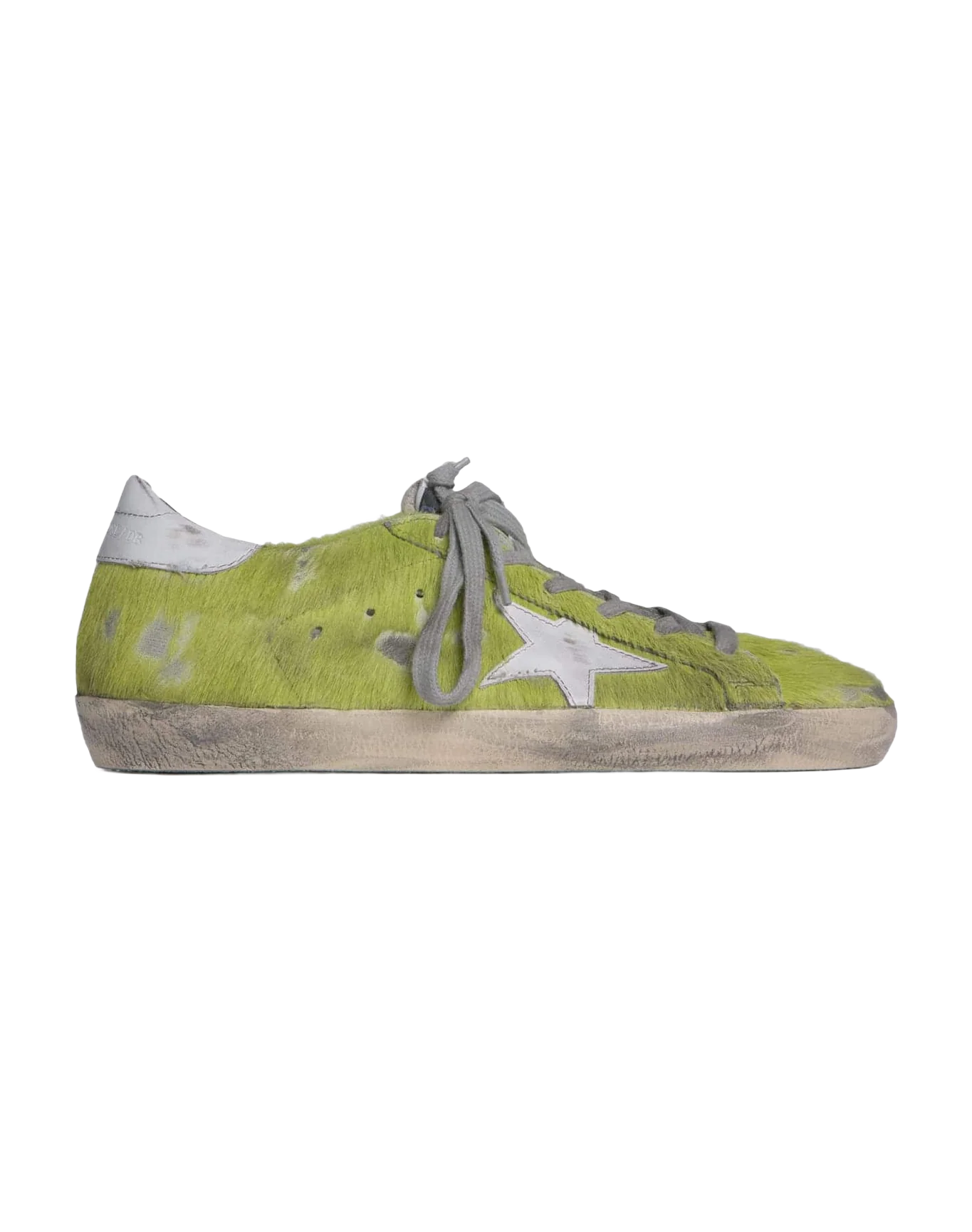 Women | Super-Star Sneakers Fluorescent Yellow Pony Skin with White Leather Star & Heel Tab - Image 4