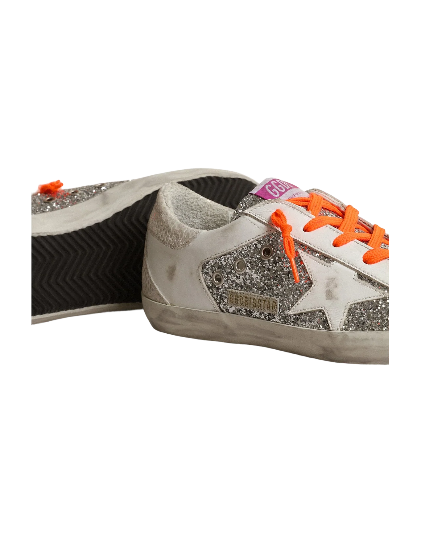 Women | Super-Star Sneakers Leather & Glitter with White Star | Silver x White x Ice - Image 6