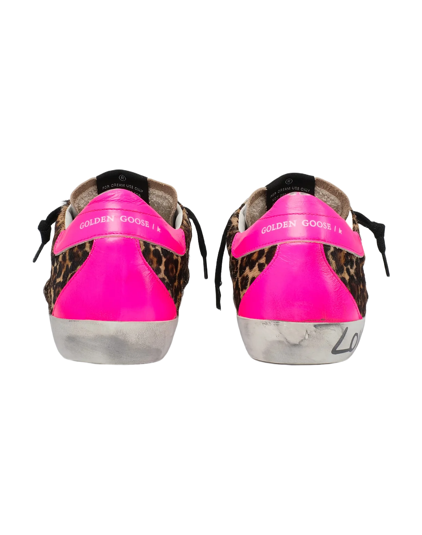 Women | Super-Star Sneakers Leopard-Print Pony Skin with Silver Glitter Star | Beige Brown Leo x Silver x Fuchsia Fluo - Image 3