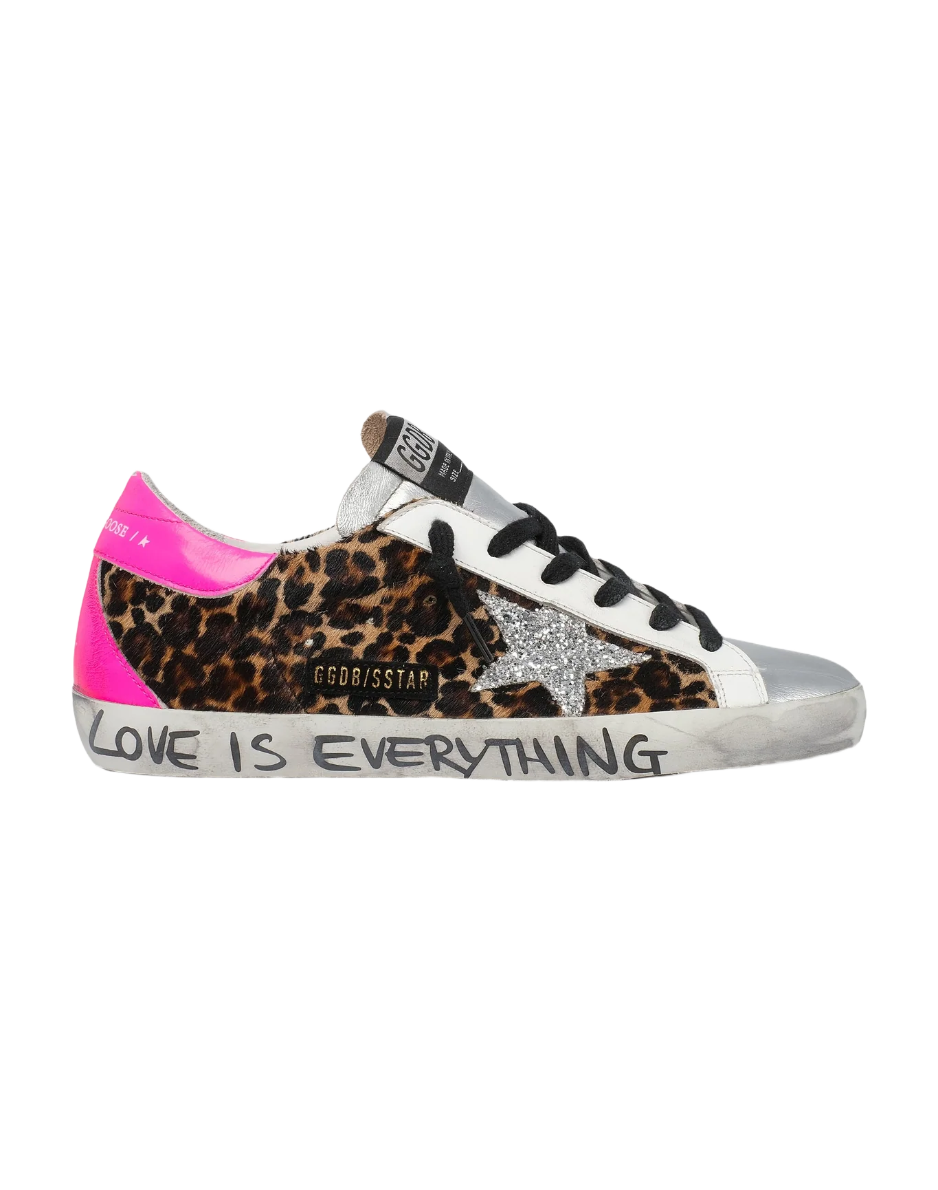 Women | Super-Star Sneakers Leopard-Print Pony Skin with Silver Glitter Star | Beige Brown Leo x Silver x Fuchsia Fluo - Image 4