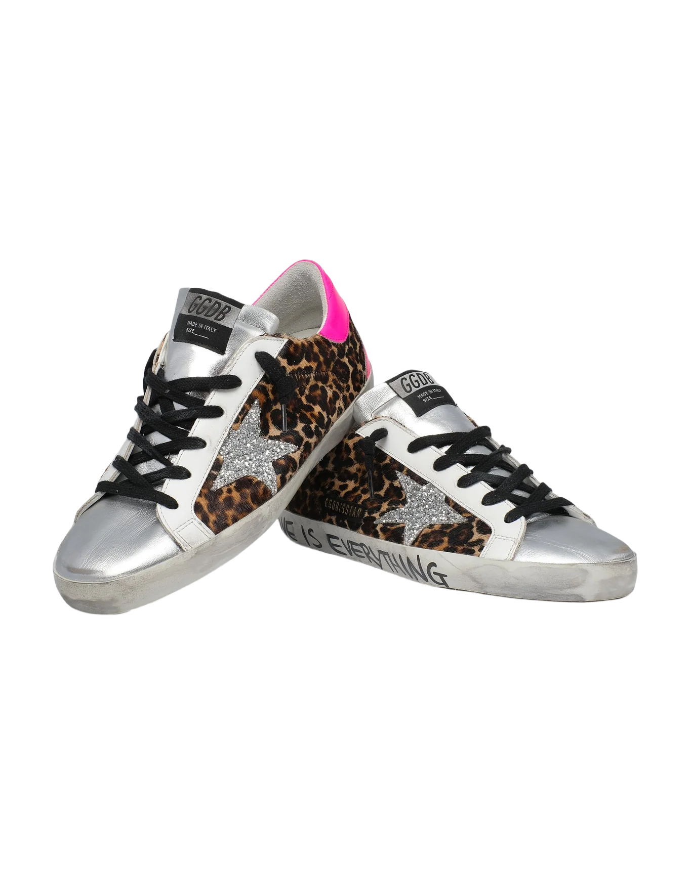 Women | Super-Star Sneakers Leopard-Print Pony Skin with Silver Glitter Star | Beige Brown Leo x Silver x Fuchsia Fluo - Image 7
