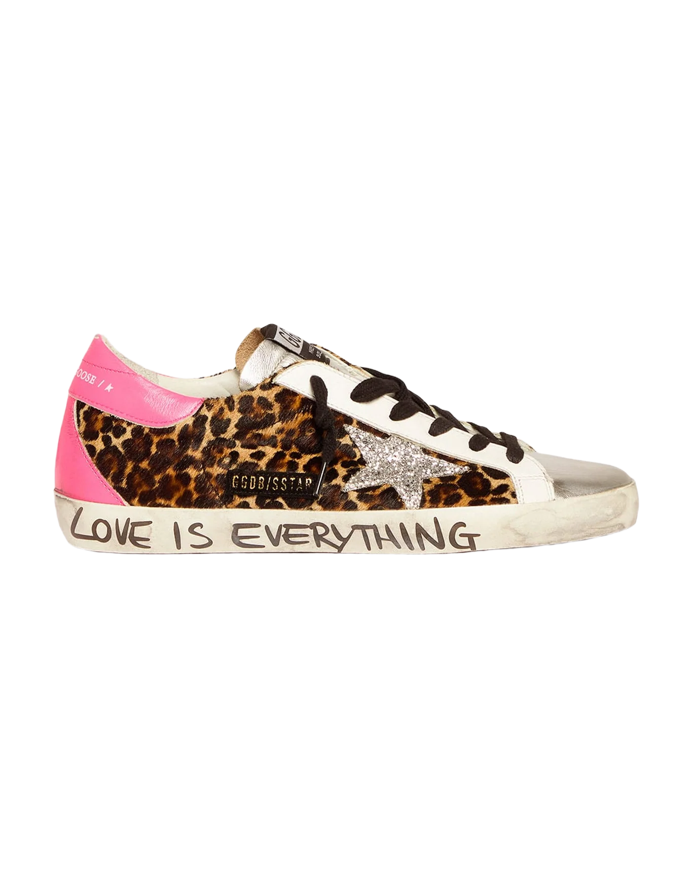 Women | Super-Star Sneakers Leopard-Print Pony Skin with Silver Glitter Star | Beige Brown Leo x Silver x Fuchsia Fluo - Image 8