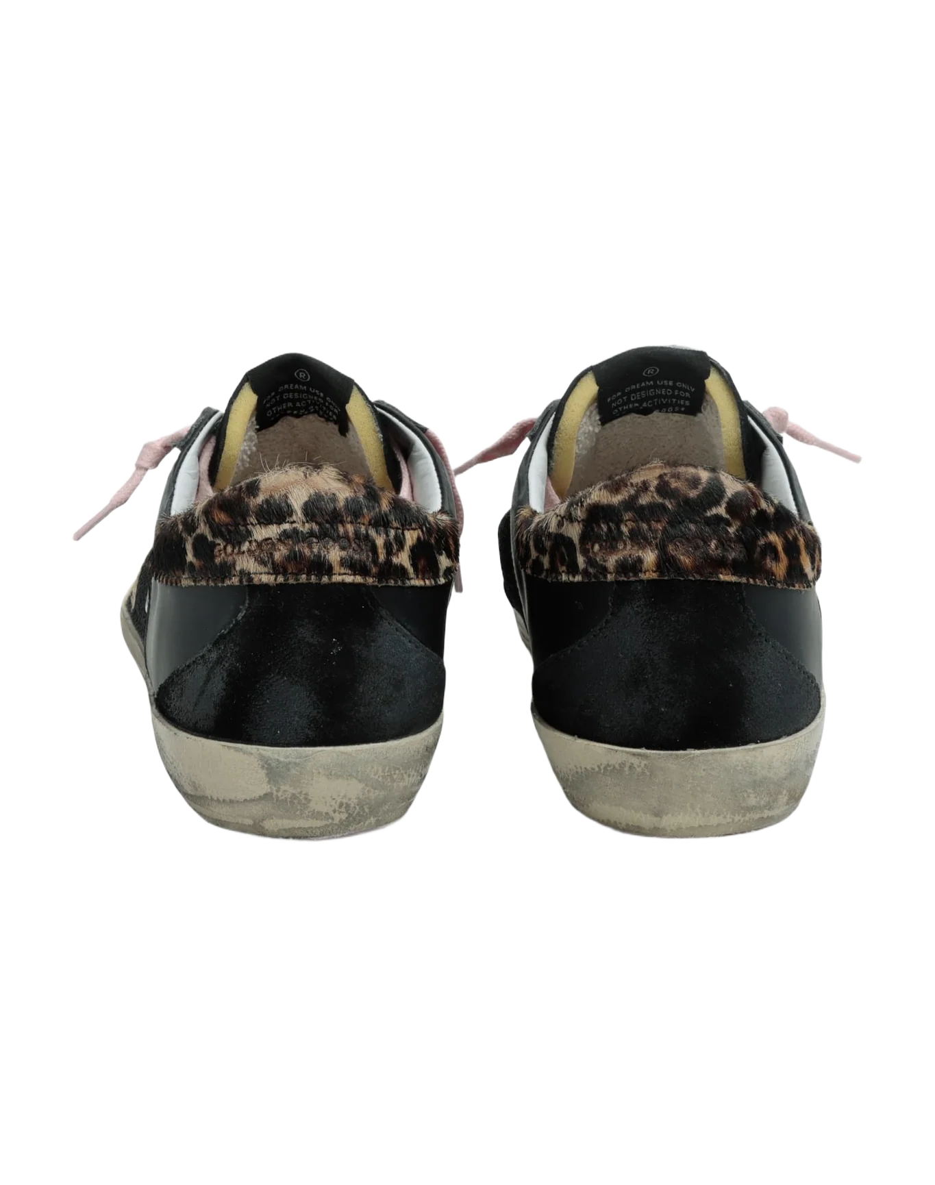 Women | Super-Star Sneakers Perforated Leather with Golden 3D Star | Black x Gold x Beige Brown Leo - Image 3