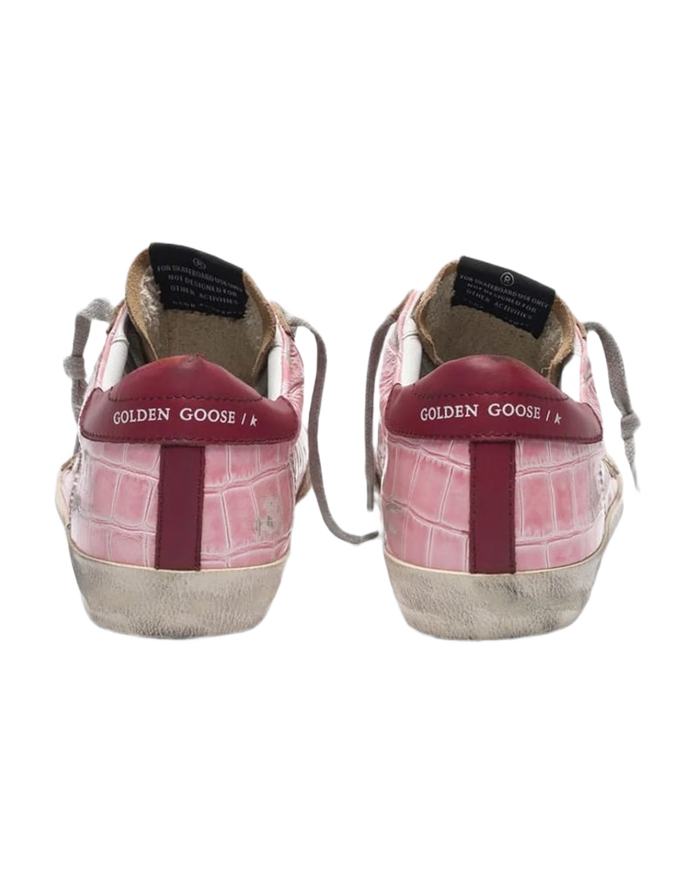 Women | Super-Star Sneakers Pink Crocodile-Print Leather with Platinum Star