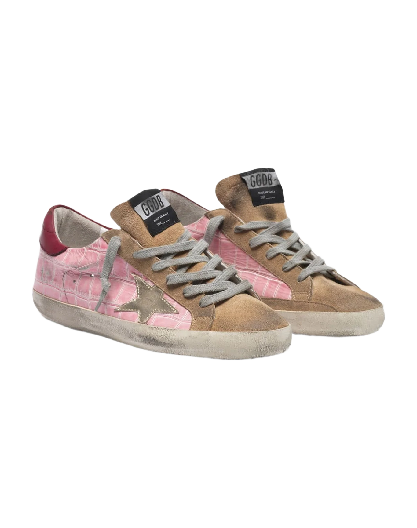 Women | Super-Star Sneakers Pink Crocodile-Print Leather with Platinum Star - Image 8
