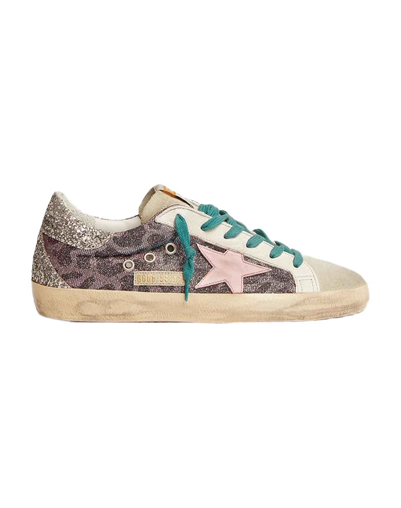 Women | Super-Star Sneakers Pink Leopard Print with Pink Leather Star & Silver Glitter Heel Tab | Purple Black Leo x Ice x Orchid Pink x Silver - Image 6