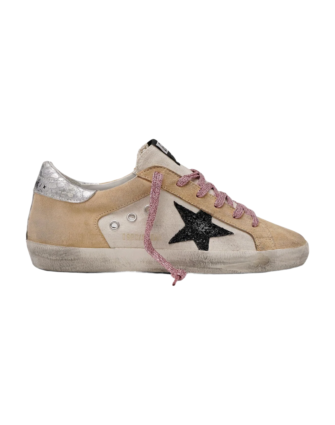 Women | Super-Star Sneakers Sand-Coloured Suede with Silver Heel Tab - Image 2