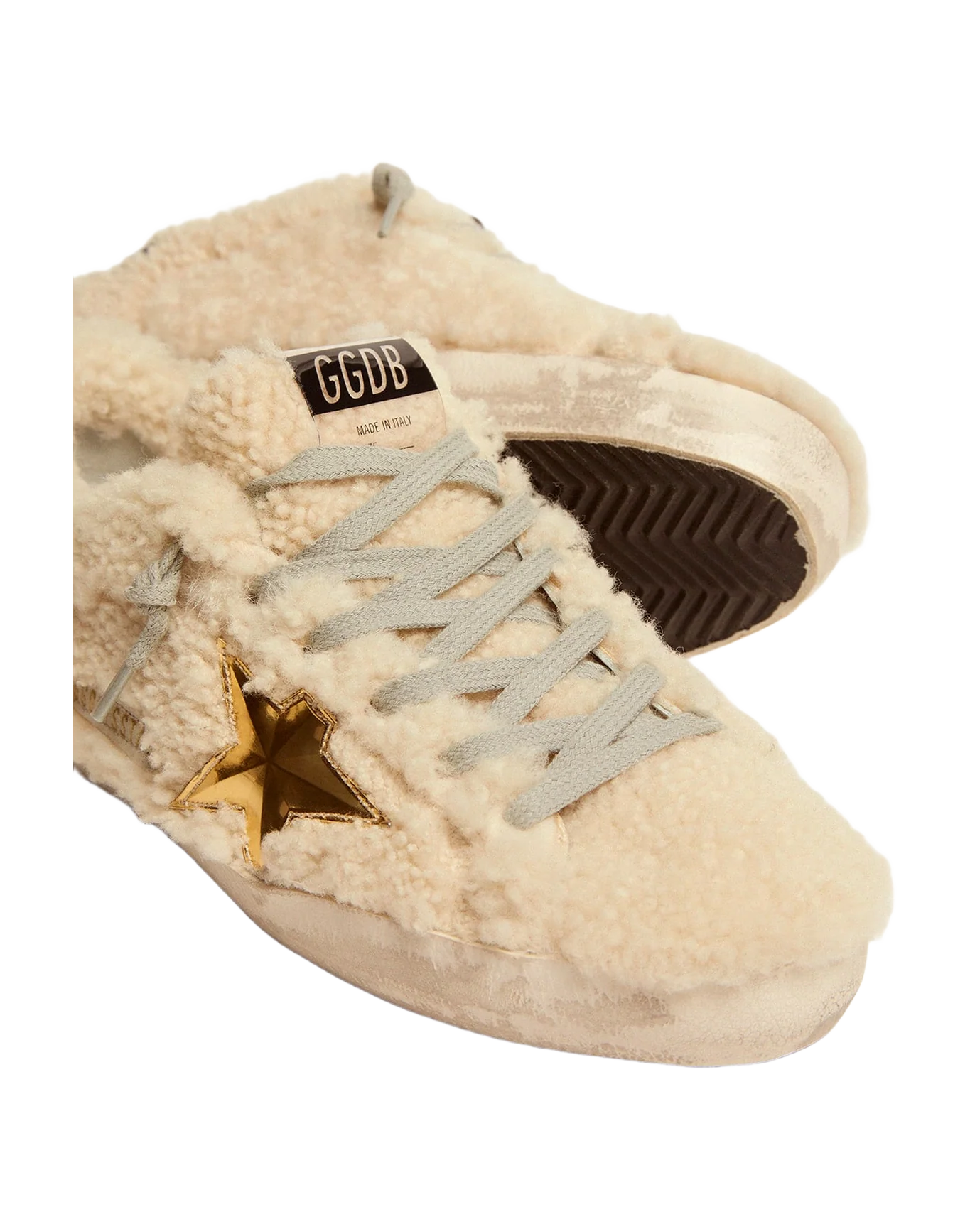 Women | Super-Star Sneakers Shearling with Gold 3D Star | Beige x Gold x Black - Image 5