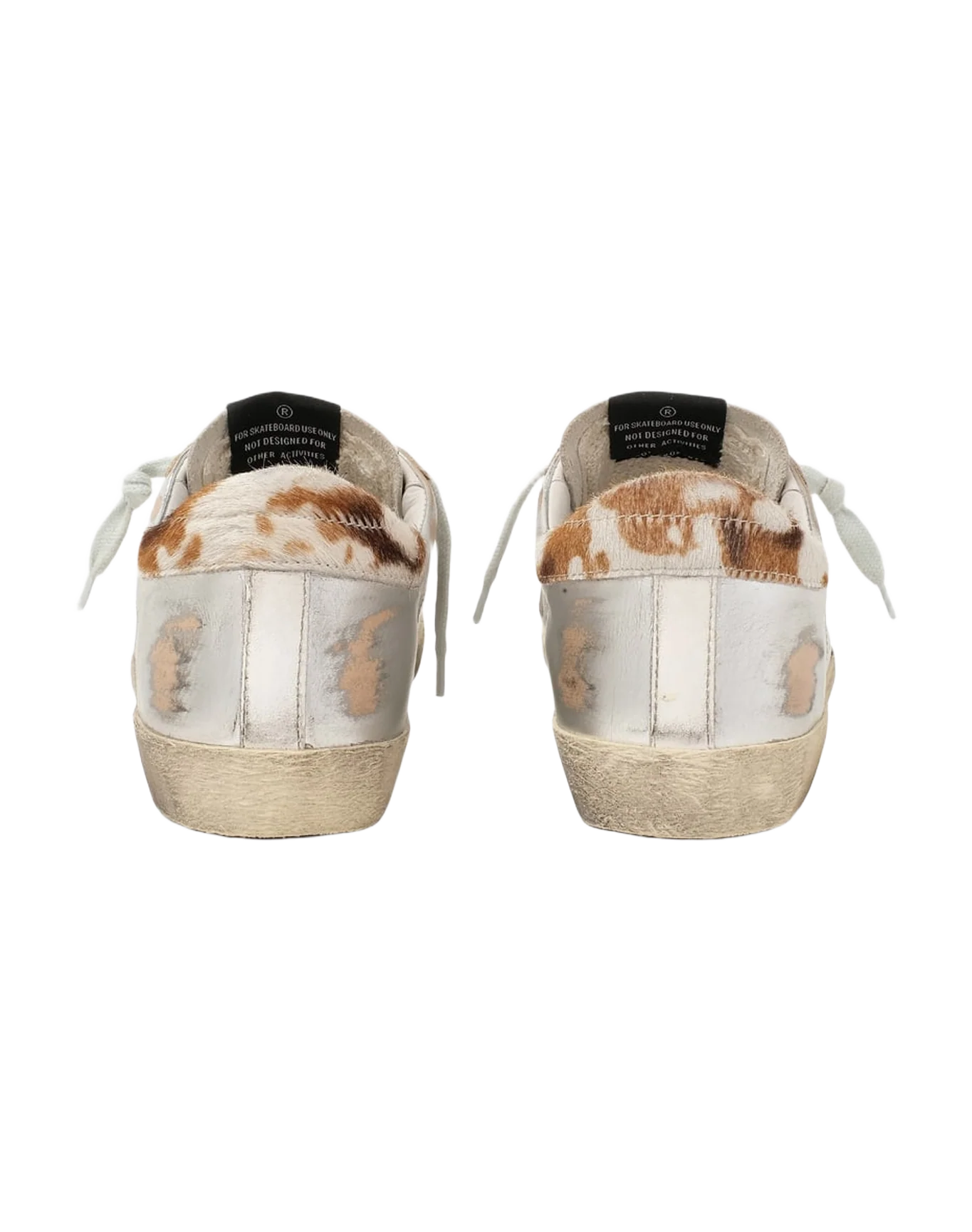 Women | Super-Star Sneakers Silver Leather with White Star & Pony Skin Heel Tab - Image 7