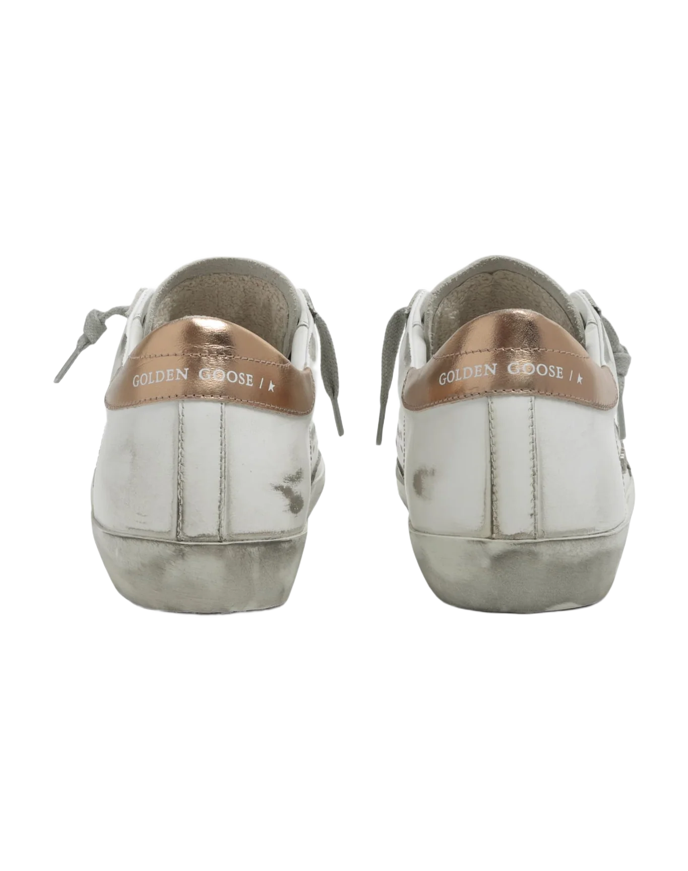 Women | Super-Star Sneakers White Leather with Bronze Heel Tab | White x Gold - Image 2