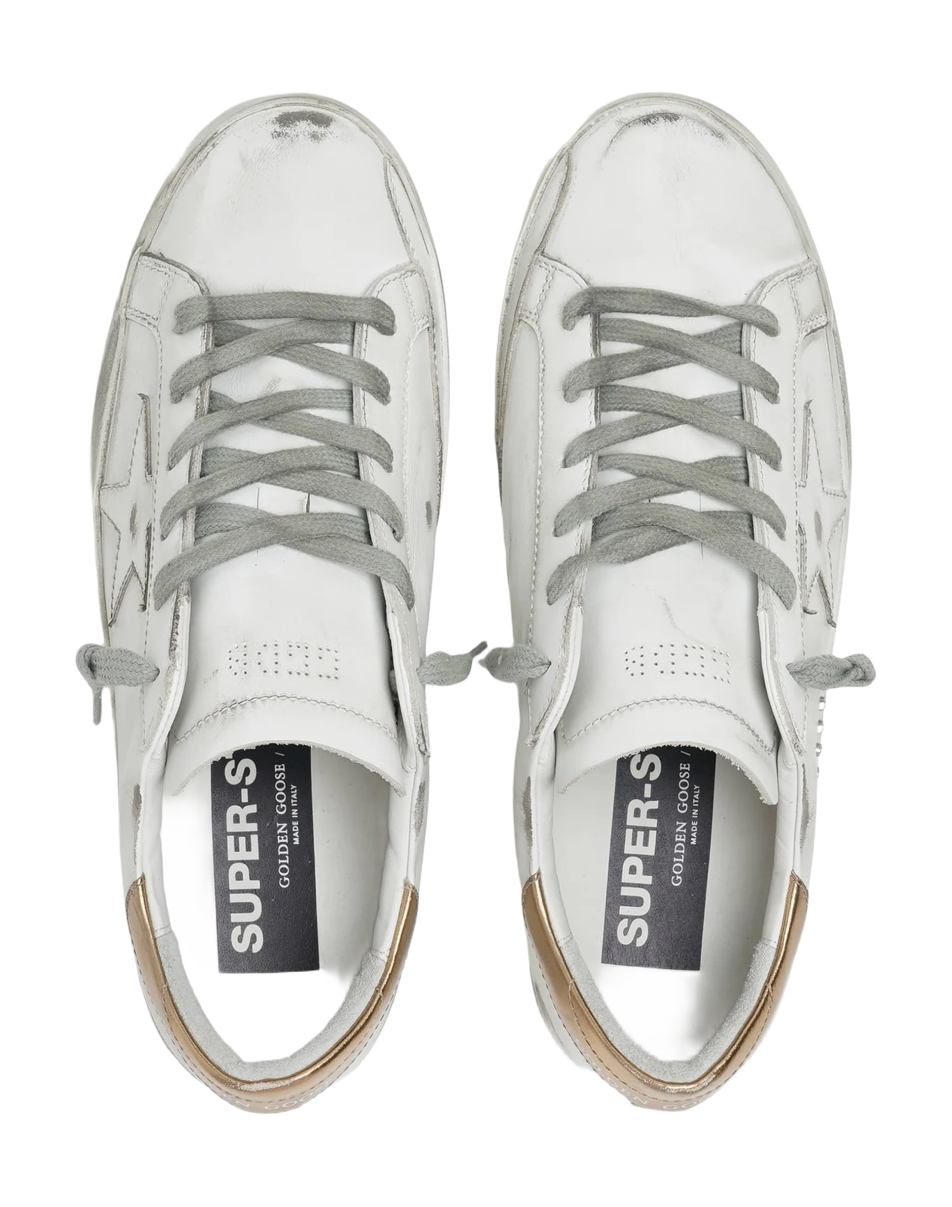 Women | Super-Star Sneakers White Leather with Bronze Heel Tab | White x Gold - Image 6